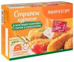 Мираторг Стрипсы куриные с сыром и розмарином 340г 1уп/9шт Россия (хар-ка)