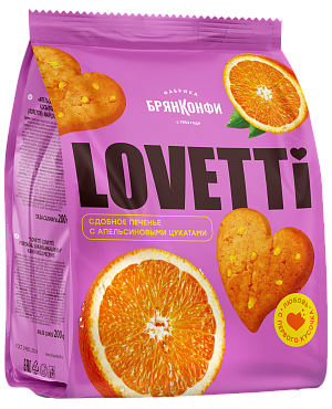 БрянКонфи Печенье сдобное Lovetti с апельсиновыми цукатами 200г 1уп/12шт Россия
